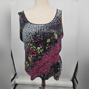 Peter Nygard Abstract Square Sequin Tank Top 2X